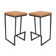 Home Square Quilted Stitched Leather Bar Stools in Light Brown - Set of 2