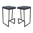 Home Square Quilted Stitched Leather Bar Stools in Peacock Blue - Set of 2