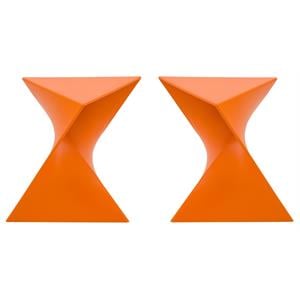 Home Square Modern Plastic Triangle End Table in Orange - Set of 2