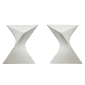 Home Square Modern Plastic Triangle End Table in White - Set of 2