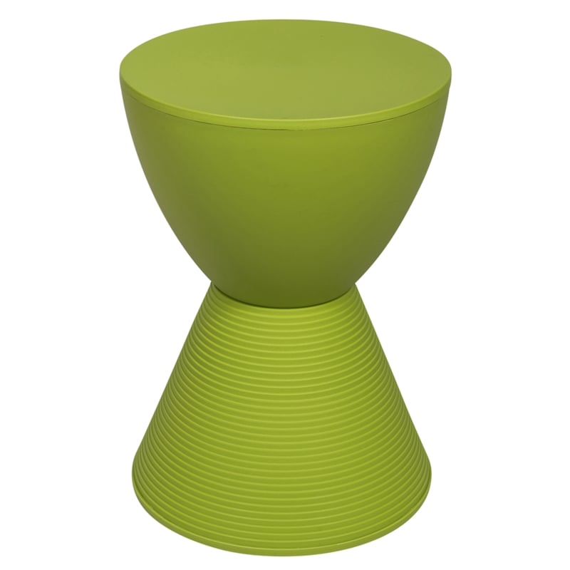 Home Square Modern Plastic Ribbed Round End Table in Green - Set of 2