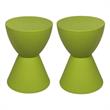 Home Square Modern Plastic Ribbed Round End Table in Green - Set of 2