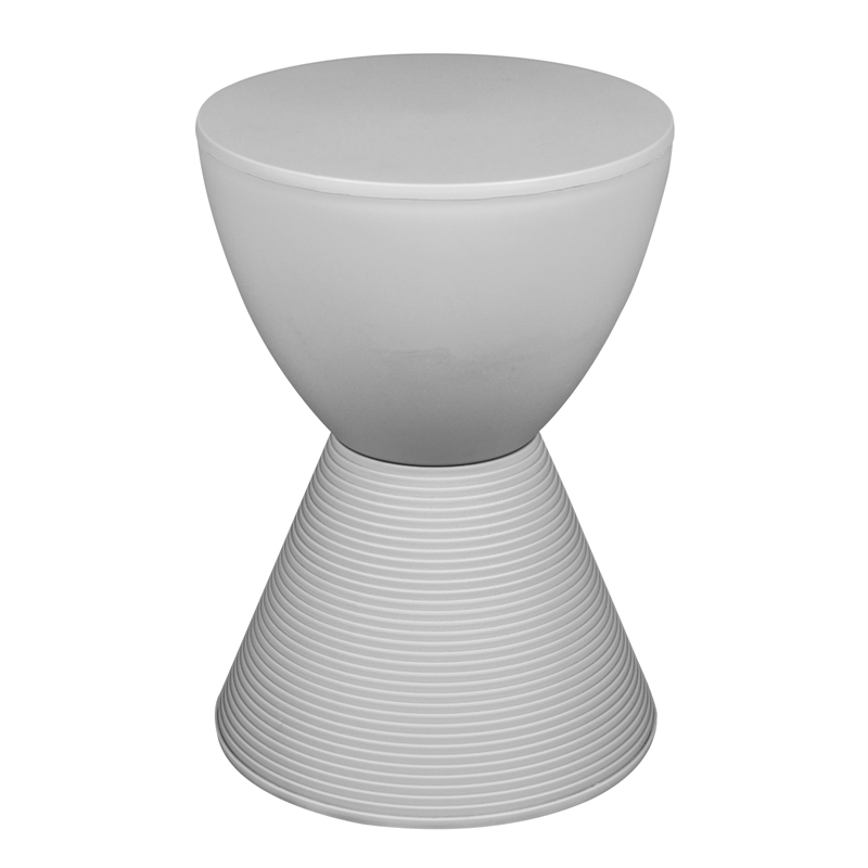 Home Square Modern Plastic Ribbed Round End Table in Light Gray - Set of 2