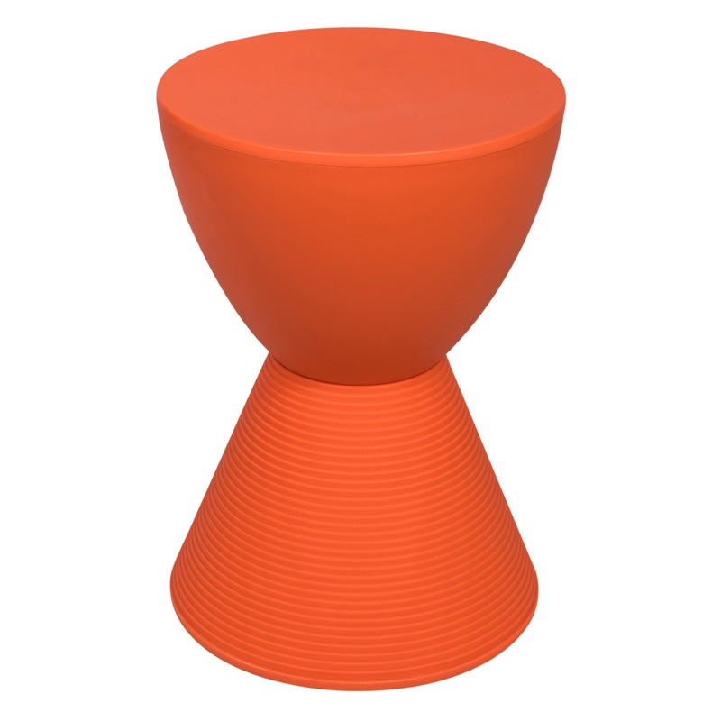 Home Square Modern Plastic Ribbed Round End Table in Orange - Set of 2