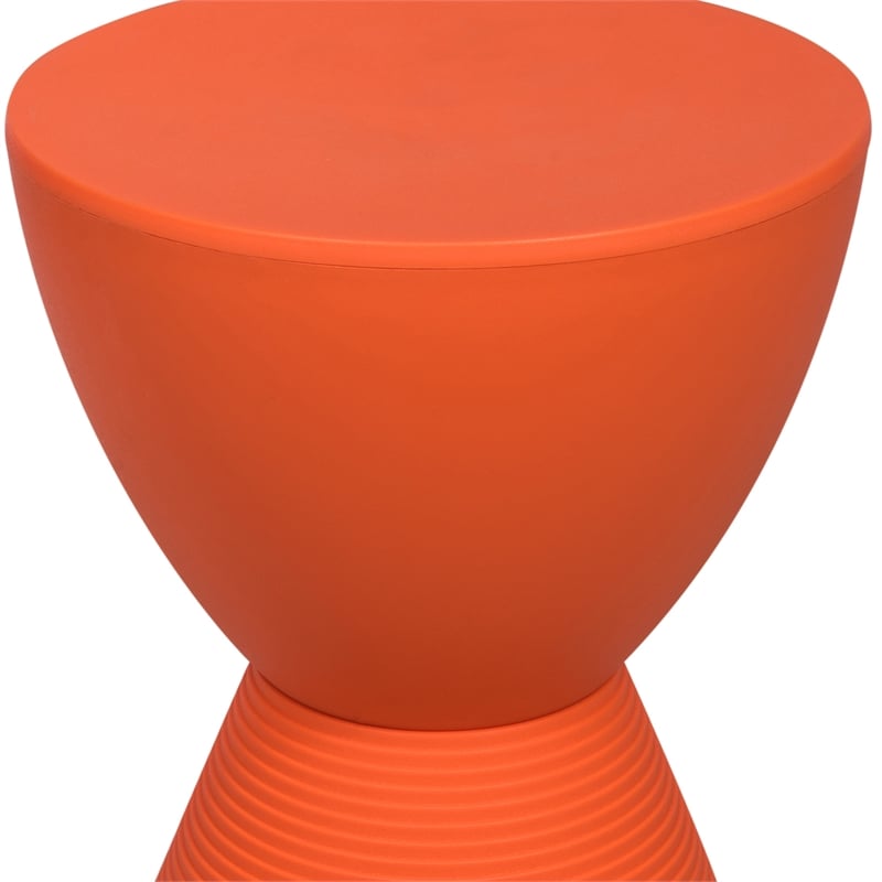 Home Square Modern Plastic Ribbed Round End Table in Orange - Set of 2