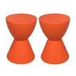 Home Square Modern Plastic Ribbed Round End Table in Orange - Set of 2