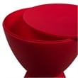 Home Square Modern Plastic Ribbed Round End Table in Red - Set of 2