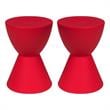 Home Square Modern Plastic Ribbed Round End Table in Red - Set of 2