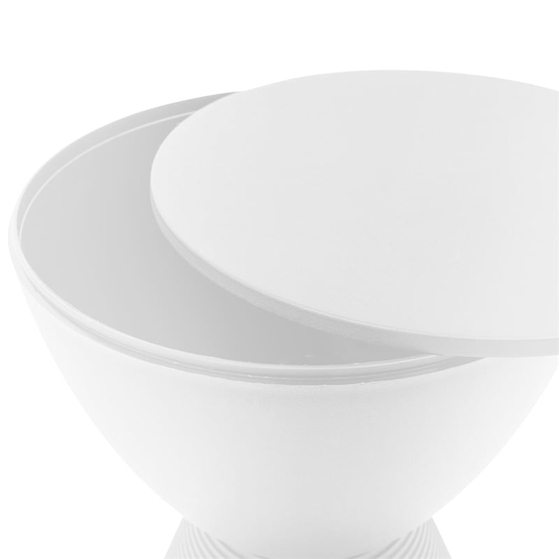 Home Square Modern Plastic Ribbed Round End Table in White - Set of 2