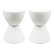 Home Square Modern Plastic Ribbed Round End Table in White - Set of 2