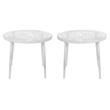 Home Square Modern Glass Top Aluminum Base End Table in White - Set of 2