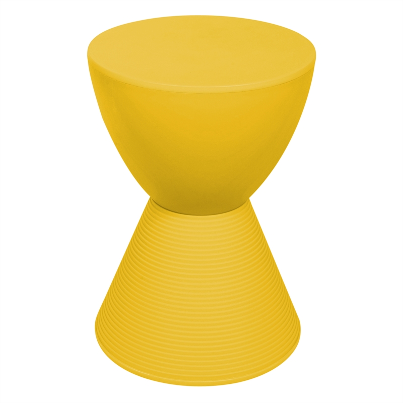 Home Square Modern Plastic Ribbed Round End Table in Yellow - Set of 2