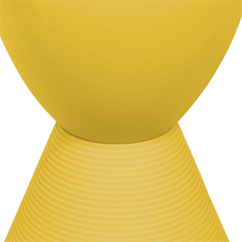 Home Square Modern Plastic Ribbed Round End Table in Yellow - Set of 2