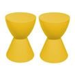 Home Square Modern Plastic Ribbed Round End Table in Yellow - Set of 2