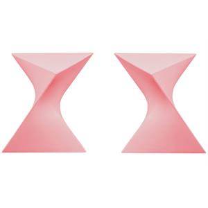 Home Square Modern Plastic Triangle End Table in Pink - Set of 2