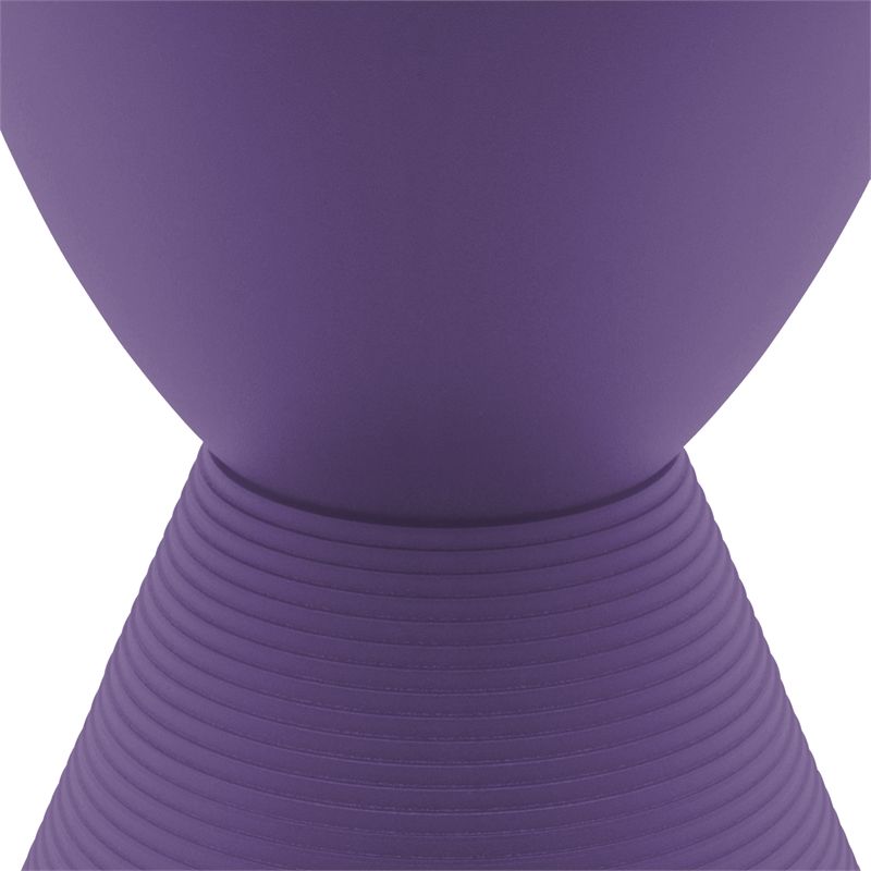 Home Square Modern Plastic Ribbed Round End Table in Purple - Set of 2