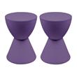Home Square Modern Plastic Ribbed Round End Table in Purple - Set of 2