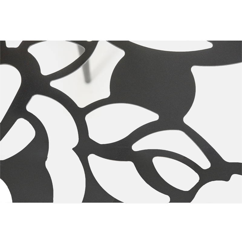 Home Square Modern Glass Top Aluminum Base End Table in Black - Set of 2