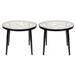 Home Square Modern Glass Top Aluminum Base End Table in Black - Set of 2