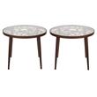 Home Square Modern Glass Top Aluminum Base End Table in Brown - Set of 2