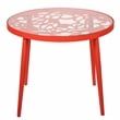 Home Square Modern Glass Top Aluminum Base End Table in Red - Set of 2