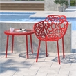 Home Square Modern Glass Top Aluminum Base End Table in Red - Set of 2