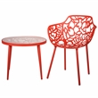 Home Square Modern Glass Top Aluminum Base End Table in Red - Set of 2