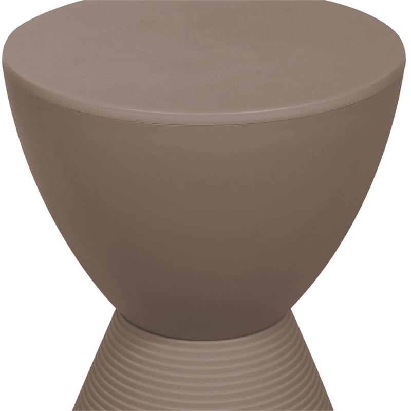 Home Square Modern Plastic Ribbed Round End Table in Taupe - Set of 2