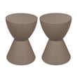 Home Square Modern Plastic Ribbed Round End Table in Taupe - Set of 2