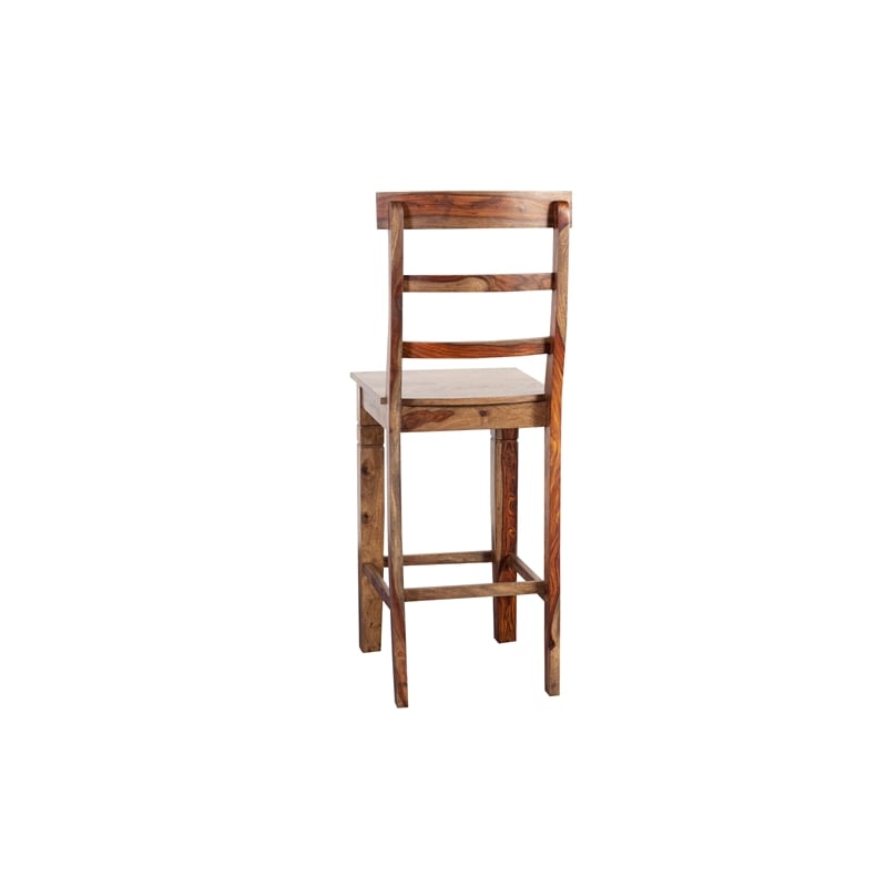 Home Square Sheesham Solid Wood Bar Stool in Brown Finish - Set of 2