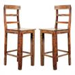 Home Square Sheesham Solid Wood Bar Stool in Brown Finish - Set of 2