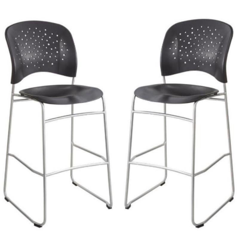 Home Square Sled Base and Round Back Counter Stool in Black Finish - Set of 2