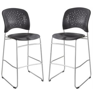 Home Square Sled Base and Round Back Counter Stool in Black Finish - Set of 2