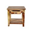 Home Square Solid Wood End Table with Drawer in Natural - Set of 2