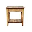 Home Square Solid Wood End Table with Drawer in Natural - Set of 2