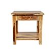Home Square Solid Wood End Table with Drawer in Natural - Set of 2