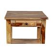Home Square Solid Wood End Table with Drawer in Natural - Set of 2