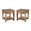 Home Square Solid Wood End Table with Drawer in Natural - Set of 2