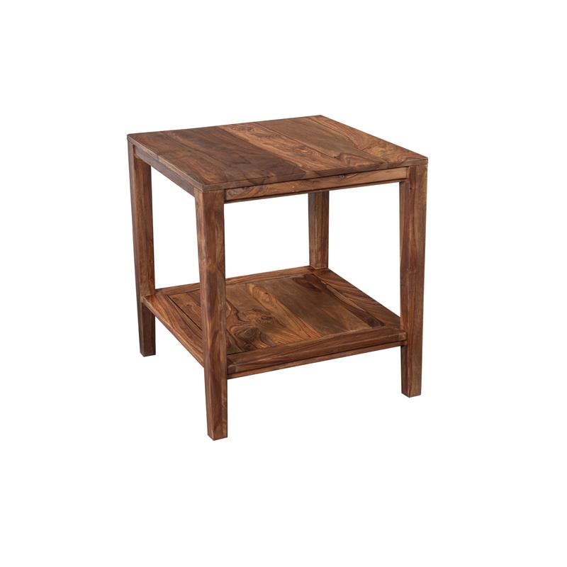 Home Square Sheesham Wood End Table in Natural Finish - Set of 2