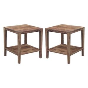 Home Square Sheesham Wood End Table in Natural Finish - Set of 2