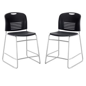 Home Square 25&quot Counter Drafting Chair in Black and Silver - Set of 2