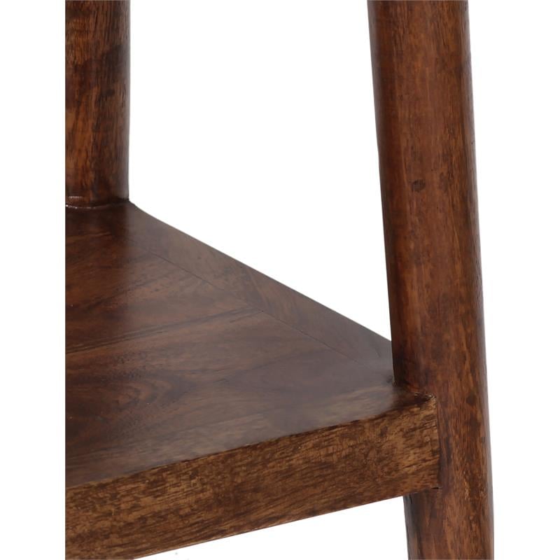 Home Square Solid Acacia Wood End Table in Brown Finish - Set of 2