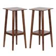 Home Square Solid Acacia Wood End Table in Brown Finish - Set of 2