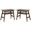 Home Square Solid Acacia Wood End Table in Walnut - Set of 2