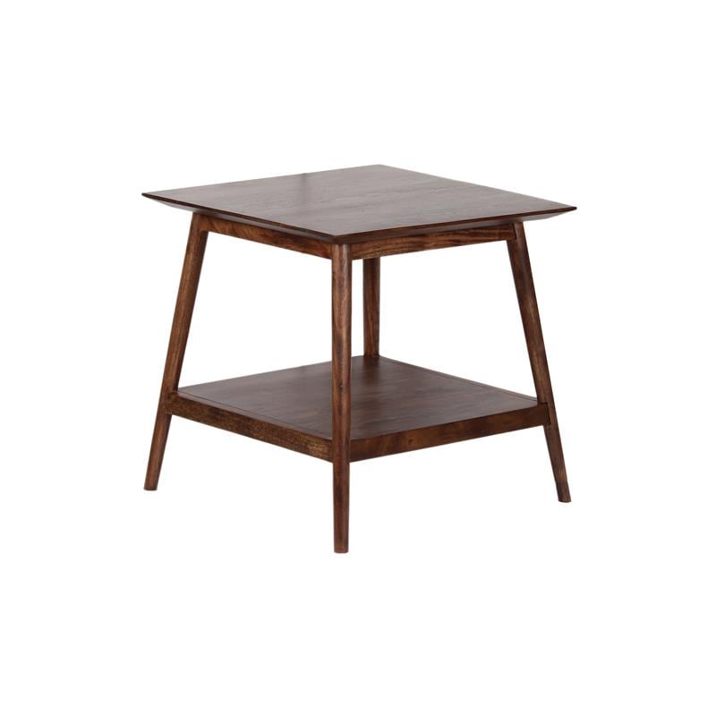 Home Square Modern Solid Acacia Wood End Table in Walnut - Set of 2