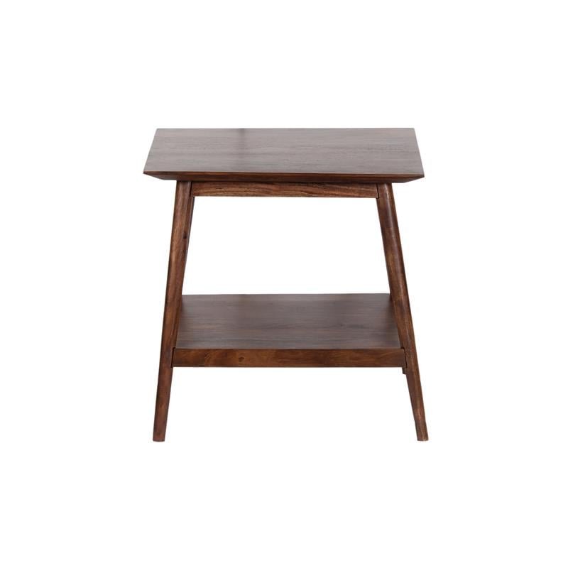 Home Square Modern Solid Acacia Wood End Table in Walnut - Set of 2