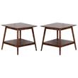 Home Square Modern Solid Acacia Wood End Table in Walnut - Set of 2