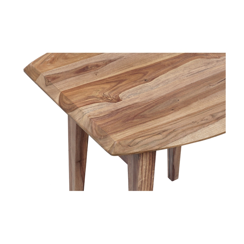 Home Square Solid Sheesham Wood End Table in Natural Finish - Set of 2
