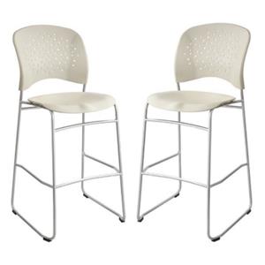 Home Square Sled Base and Round Back Counter Stool in Latte - Set of 2