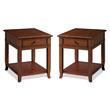 Home Square 1 Drawer End Table in Burnished Cherry Finish - Set of 2